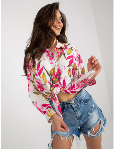 Beige and pink oversized print shirt 