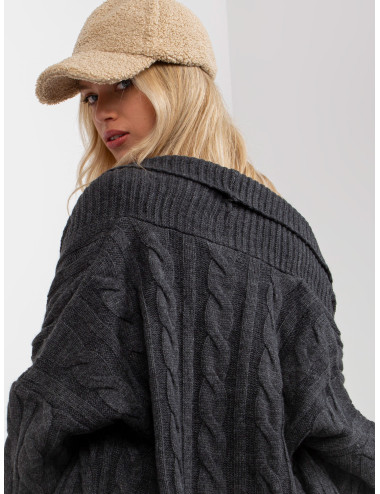 Dark grey three-piece knit set with top  
