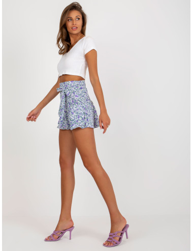 Purple-green skirt-shorts with patterns 