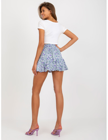Purple-green skirt-shorts with patterns 