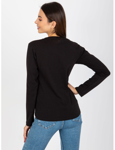 Black plain cotton longsleeve blouse 