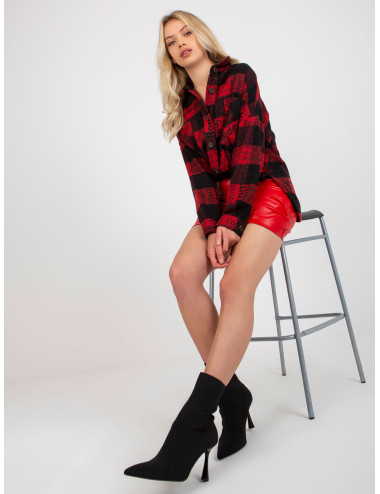Black and red printed plaid top shirt  