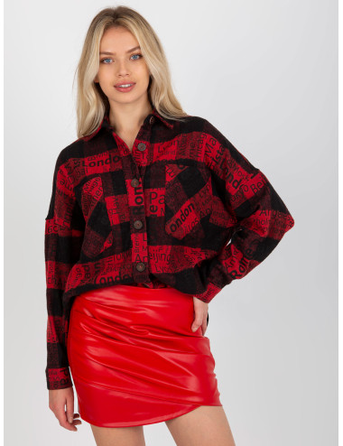 Black and red printed plaid top shirt  