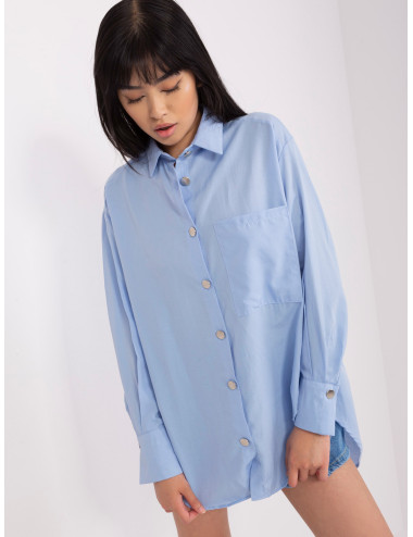 Light Blue Asymmetrical Oversize Shirt  
