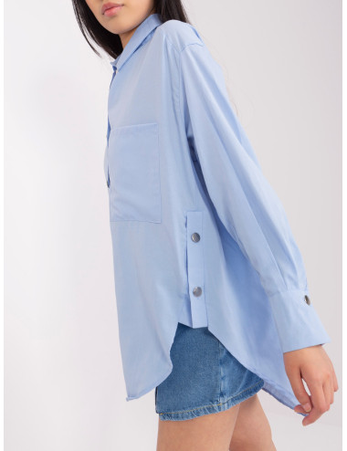 Light Blue Asymmetrical Oversize Shirt  