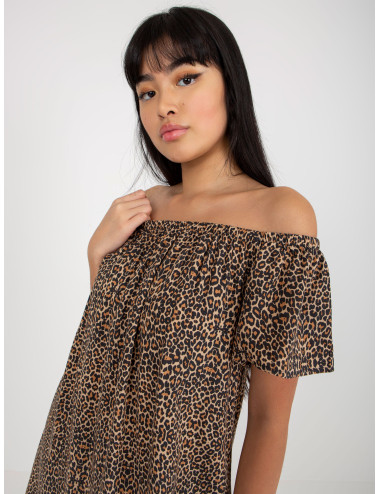 Brown Women's Leopard Print Spanish Dress FRESH MADE 