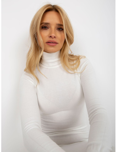 White Knitted Turtleneck Fitted Dress  