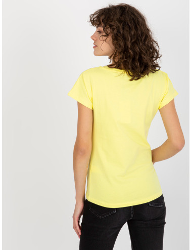 Light yellow single color cotton basic t-shirt  