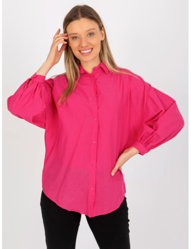 Dark pink women's oversized puff sleeve shirt 