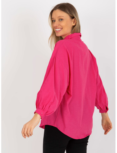 Dark pink women's oversized puff sleeve shirt 