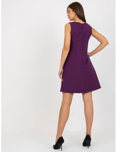 Purple cocktail dress with sequin applique   