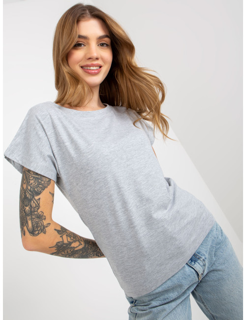 Gray cotton basic women's t-shirt 