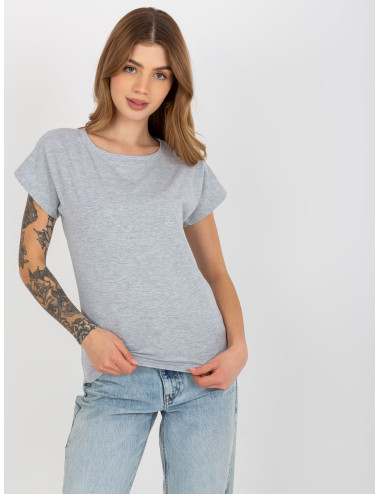 Gray cotton basic women's t-shirt 