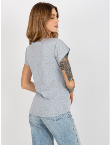 Gray cotton basic women's t-shirt 