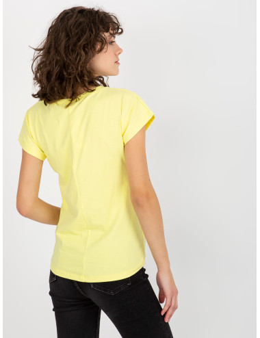 Light yellow plain basic t-shirt with round neckline  