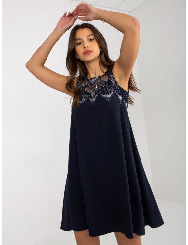 Navy Loose Sequin Cocktail Dress 