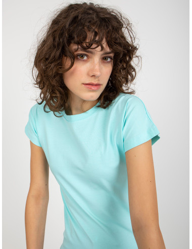 Light blue basic t-shirt with round neckline 