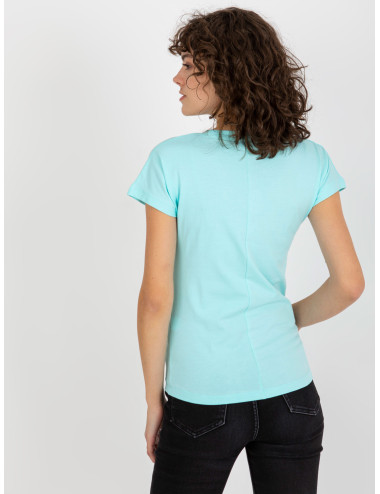 Light blue basic t-shirt with round neckline 