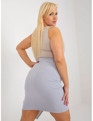Gray asymmetrical plus size skirt with elastic waist 