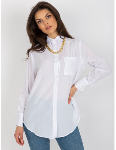 White women's oversized shirt with button closure  