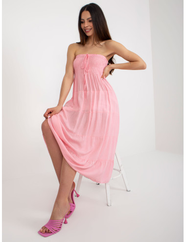 Light pink airy bandeau dress with ruffle  