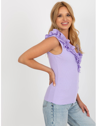 Light purple cotton stripe top  