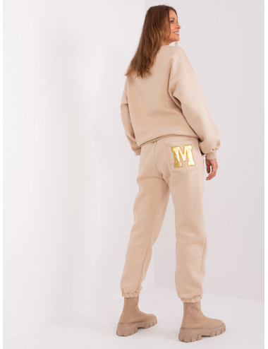 Beige insulated tracksuit with oversize sweatshirt 