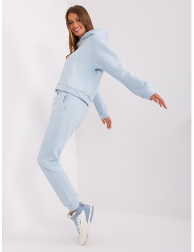 Light blue basic two-piece tracksuit set 