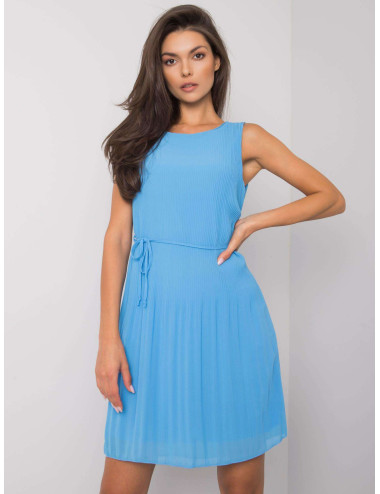 Blue Rayna Pleated Dress 