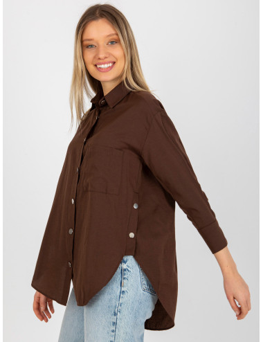 Dark brown cardigan oversized shirt with buttons  