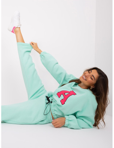 Mint and fluo pink tracksuit set with letter A 