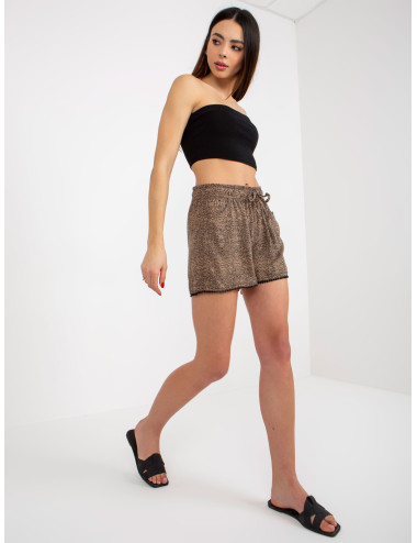 Brown light leopard leather casual shorts FRESH MADE 