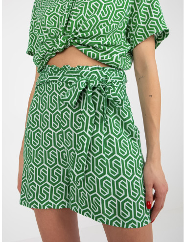 Green patterned casual shorts with belt FRESH MADE  