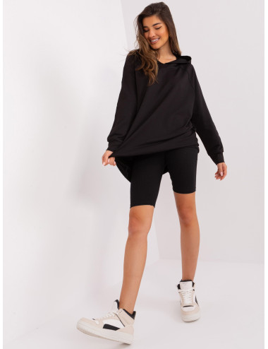 Black cotton casual set with plain sweatshirt 