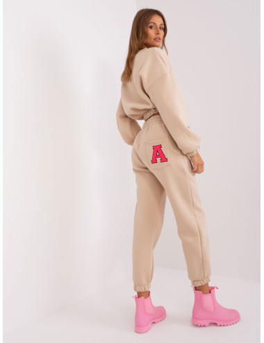 Beige and fluo pink tracksuit set with letter A 