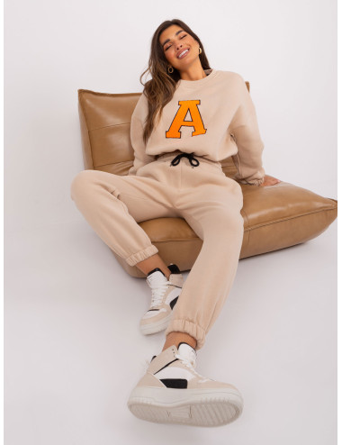 Beige and fluo pink tracksuit set with letter A 