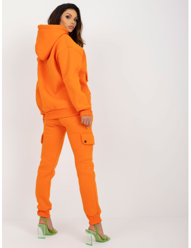 Orange women's sweatshirt set with cargo pants 