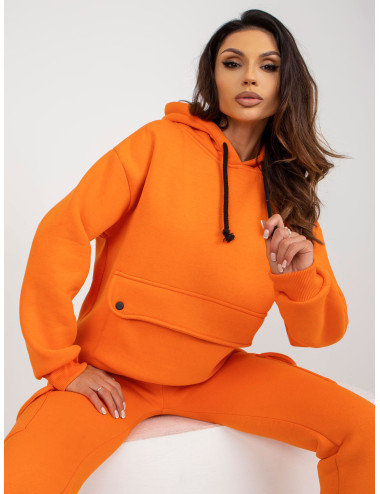 Orange women's sweatshirt set with cargo pants 