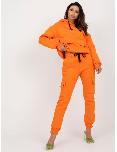 Orange women's sweatshirt set with cargo pants 