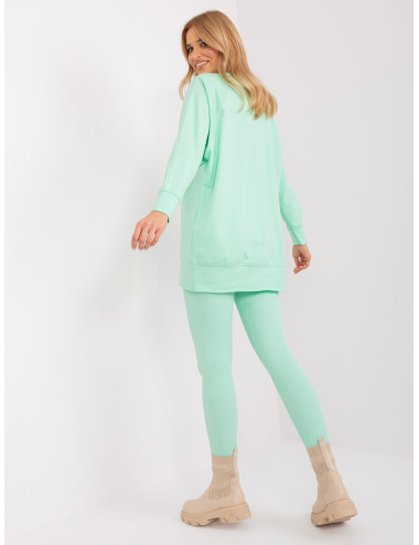 Mint casual set with sweatshirt with lettering  