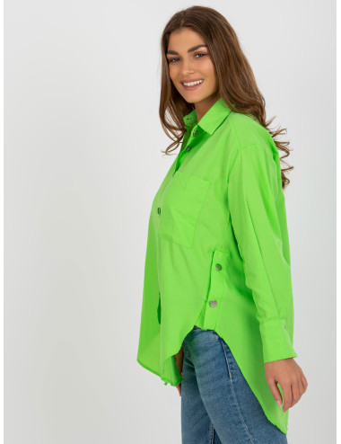 Light green asymmetrical oversized shirt with buttons 