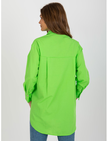 Light green asymmetrical oversized shirt with buttons 