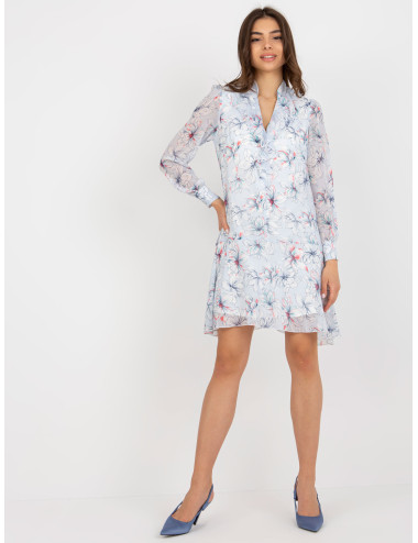 Light blue dress with prints and long sleeves 