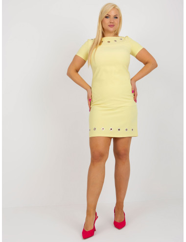 Yellow Plus Size Fitted Mini Length Dress 