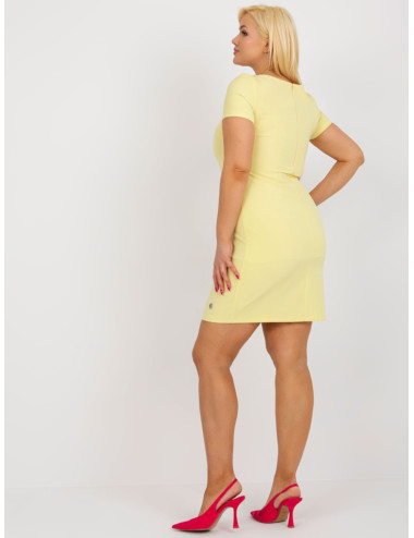 Yellow Plus Size Fitted Mini Length Dress 