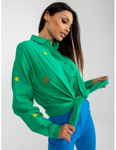 Green Women's Oversized Shirt with Button Closure  