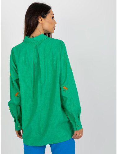 Green Women's Oversized Shirt with Button Closure  