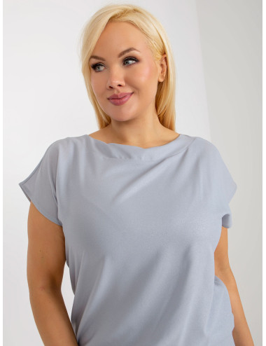 Gray Plus Size Short Sleeve Cocktail Dress 