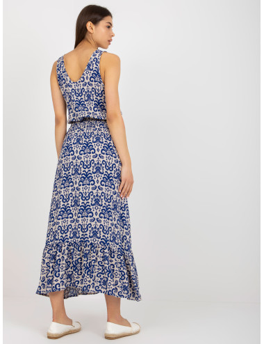 Dark blue summer dress with patterns FRESH MADE 