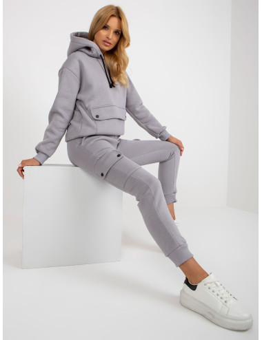 Gray women's sweatshirt sweatshirt with oversized sweatshirt 